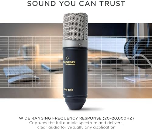 Alternative view of Marantz Professional MPM-1000 - Podcast, akış, şarkı söyleme, tele-çalışma ve oyun için masa standı ve kablolu XLR kondenser stüdyo mikrofonu