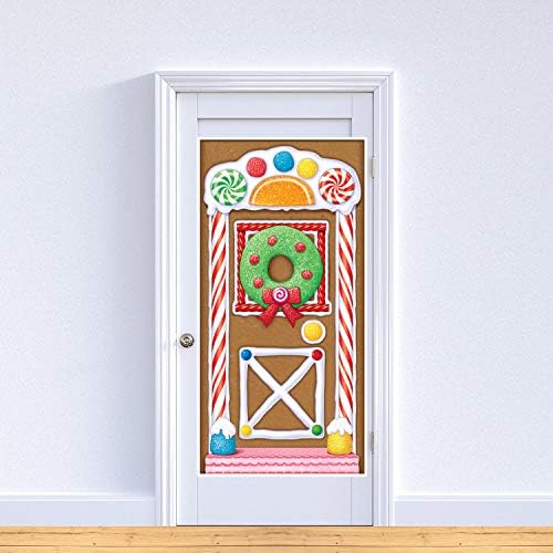 Beistle Baskılı Plastik Zencefilli Ev Kapı Kapağı Kapalı/Dış Mekan Noel Partisi Süslemeleri, 76 x 132 cm, Çok Renkli