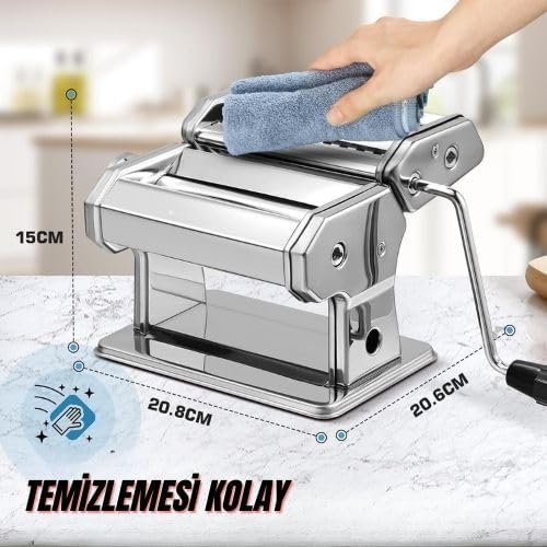 Alternative view of Erişte Kesme,Makarna Yapma Makinesi, 180 Silindirli Farklı Kalınlık Seviyesi, Silindir ve Kesici ile 2'si 1 Arada Makarna Yapıcı, Spagetti, Fettuccini, Lazanya veya Mantı Yapma Makinesi