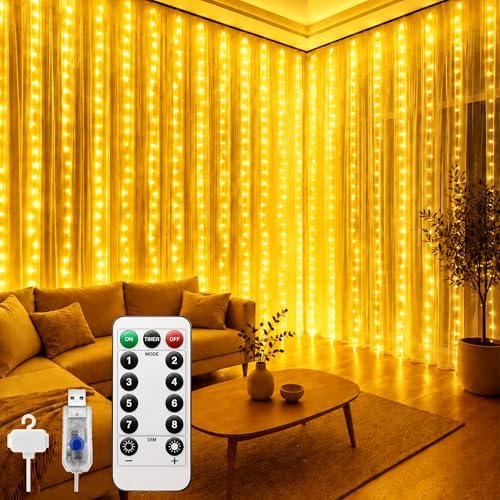 8 MOD Perde Ledi 300 LED 3x3m 10 Sarkıt Led Yılbaşı Oda Dekoru Kumandalı Peri Perde Led - Görsel 3