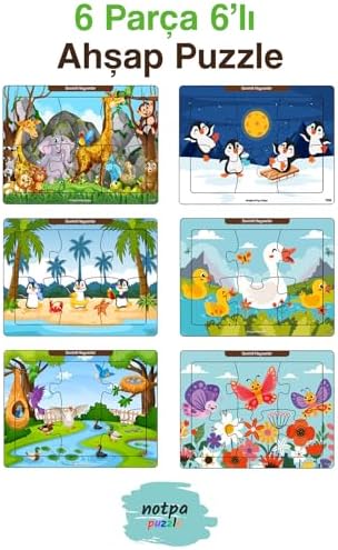 Çocuklar İçin Eğitici Ve Öğretici Ahşap 6 Parça 13x17 Renkli Puzzle 6'lı Set-606, 8692016027168 - Görsel 3