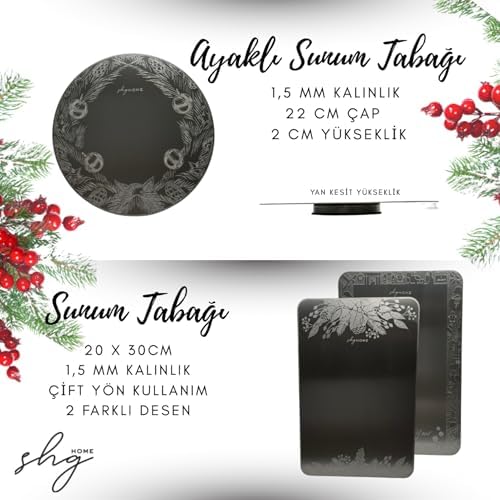 Alternative view of , Hijyenik Çift Yön Kullanımlı Paslanmaz Çelik Kesme Tahtası, Sunum Tabağı ve Ayaklı Sunum Tabağı 3'lü Set + 2 Adet Sosluk Hediyeli