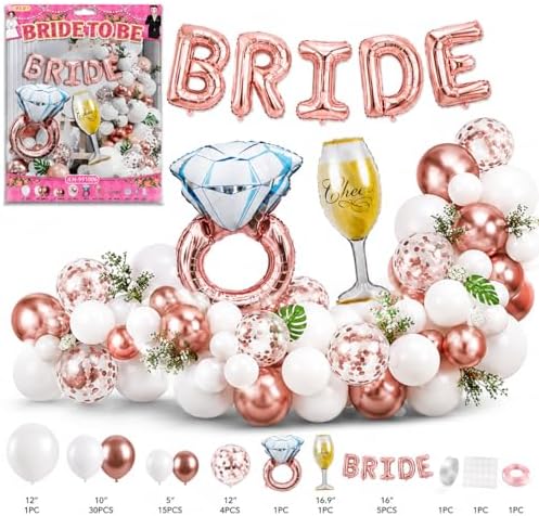 Bride To Be Bekarlığa Veda Parti Süsü Seti, Rose Gold Folyo Balonlu Gelin Partisi Dekorasyon Seti, Konfeti Balon ve Yüzük Balon Dahil - Görsel 3