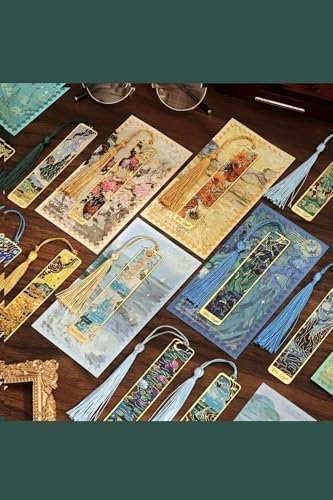 Kolbi Craft,İrisler Van Gogh Püsküllü Altın Renk Metal Kitap Ayracı Hediyelik Sanatsal