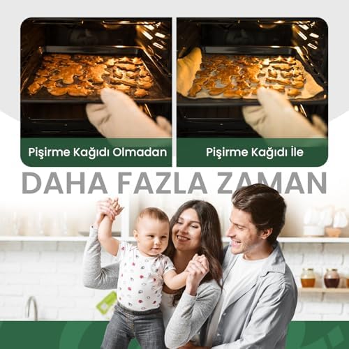 Doğal Fırın Pişirme Kağıdı 40 Yaprak (4x10), 37x42 cm Kesilmiş Yağlı Kağıt, Yapışmaz PFAS Free Fırın Kağıdı (37x42, 4 paket, 40.0) - Görsel 3
