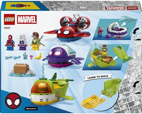 Spidey Ve İnanılmaz Arkadaşları Spidey: Su Altı Araçları 11207-4 Yaş ve Üzeri Çocuklar için Mücevher ve Hazine Sandığı Aksesuarları İçeren Oyuncak Yapım Seti, Hediye Fikri (154 Parça)