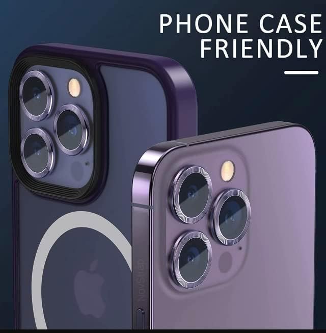 Safir lens Safir mercek koruması iphone 14 PRO ve 14 PROMAX ile Uyumlu Gerçek Safir cam Kamera Lens Koruyucu Çelik Halka Hd 9d Kırılmaz Cam Renk : derin mor