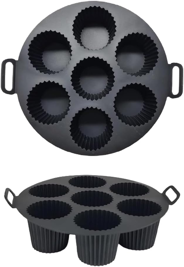 Alternative view of Airfryer Silikon Kek Pişirme Kalıbı 7 Bölmeli, Silikon Cupcake Kek Pişirme Kabı Air Fryer Muffin Fırın Kalıbı (1 ADET SİYAH - 20 CM)