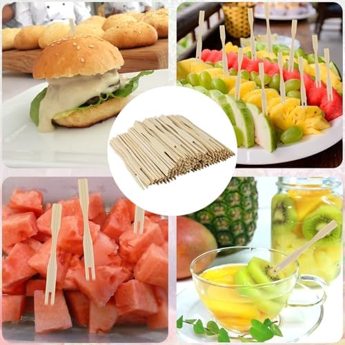 Alternative view of 100 Paket Bambu Meze Çatalı, Meze için Kürdan, Meyve, Kokteyl, Şarküteri Tahtası Aksesuarları için 3,5 İnç Mini Çatal (100 Paket)