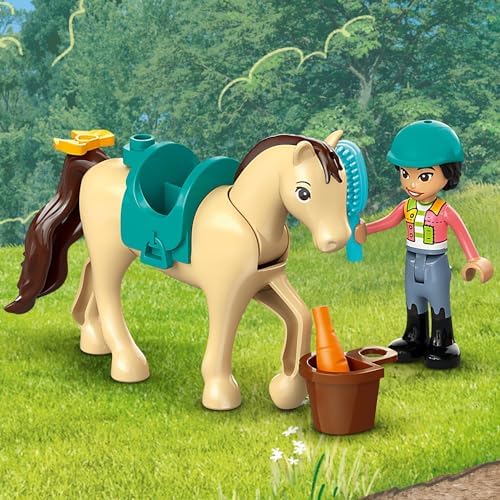 At ve Midilli Römorku 42634-4 Yaş ve Üzeri Çocuklar için Liann ve Zoya Minifigürü İçeren Yaratıcı Oyuncak Yapım Seti (105 Parça)