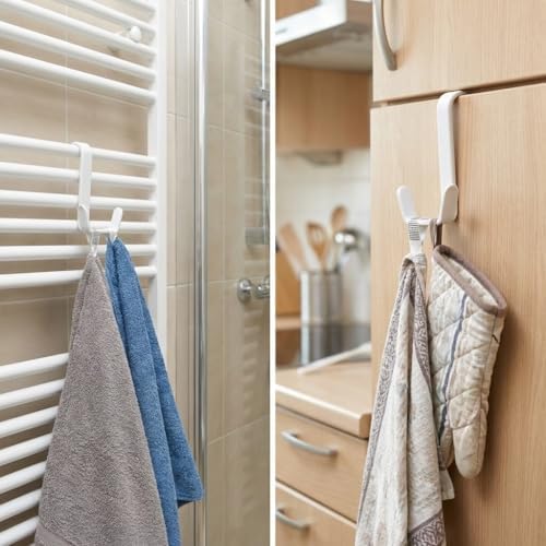 Alternative view of 2’li Çift Kancalı Plastik Havlupan Askısı – Dolap ve Petek Uyumlu Askı Aparatı, Pratik Havlu ve Giysi Askısı, Delmeden Takılan Banyo Askılığı, Dayanıklı Plastik Kanca Seti