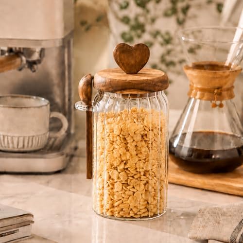 Alternative view of Akasya Kapaklı Cam Kavanoz 760 ML Kaşıklı | Hava Geçirmez Baharatlık Çay Kahve Şeker Saklama Kabı