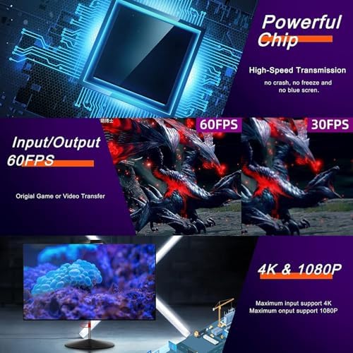 4k Usb 3.0 Video Capture Görüntü Yakalama Adaptörü Usb 4K 1080P Akış Öğretim Video Konferans veya Canlı Yayın için Oyun Yakalama Kartı (HDMI aktarma için Kullanılmaz) - Görsel 2