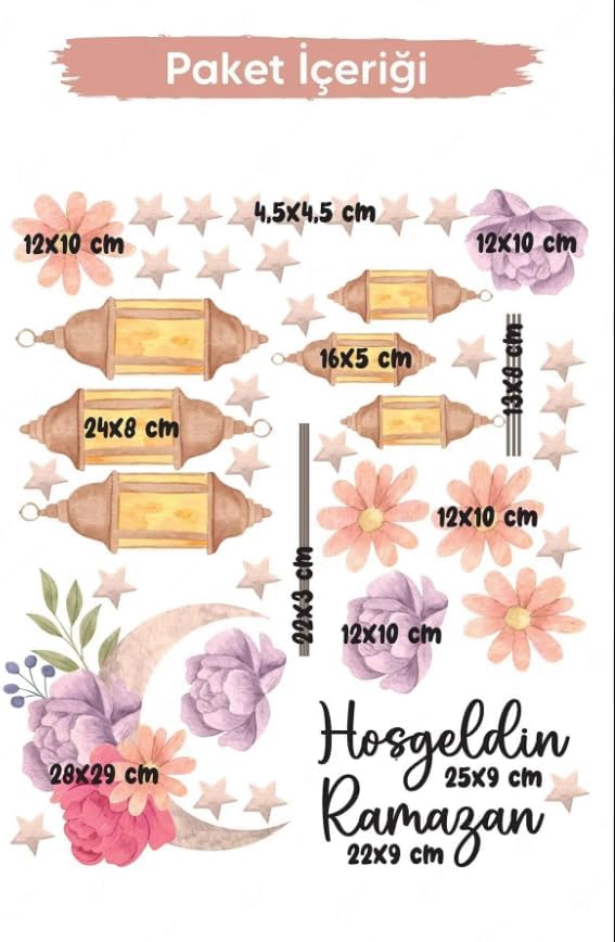 Alternative view of Sticker Hoş geldin Ramazan Dekorlu Ahşap Kapı Süsü, Ramazan Süsleri, Sahur, İftar