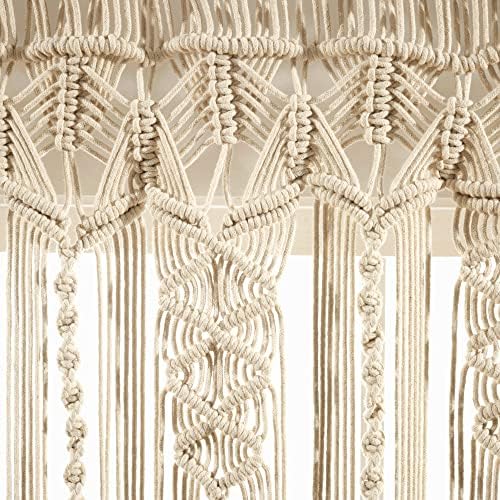 Lush Decor Boho Makrame Dokulu Pamuk Saçak/Mutfak Perdesi/Duvar Dekoru, 50,8 cm U x 127 cm G, Nötr - Görsel 3