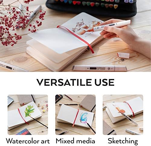 ARTEZA Suluboya Eskiz Defteri, 3'lü Paket, Her Biri 88 Sayfa, 13,5 x 12,5 cm, Bej Suluboya Kitabı, Ciltli Kapak 110lbs/230 gsm Suluboya Defter - Görsel 2