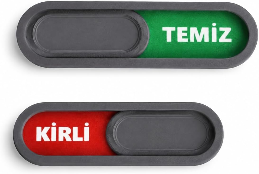 Temiz Kirli Göstergeli Manyetik Magnet - Bulaşık Makinesi Durum Göstergesi Kaydırmalı Magnet (Gri) - Görsel 3