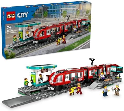 Alternative view of City Şehir Merkezi Tramvay İstasyonu 60423-7 Yaş ve Üzeri Kız ve Erkek Çocuklar için 6 Minifigür ve 1 Yardımcı Köpek Figürü İçeren Araç Yapım Seti, Doğum Günü Hediyesi Fikri (811 Parça)