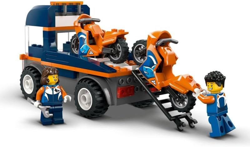 Alternative view of City Motosiklet Taşıyıcı 60491 – 4 Yaş ve Üzeri Erkek ve Kız Çocuklar için 2 Kasklı Yarışçı Minifigürü İçeren Yaratıcı Oyuncak Araba Yapım Seti, Çocuklar için Eğlenceli Hediye Fikri (88 Parça)