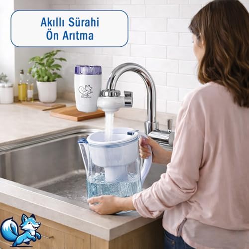 Mutfak Musluk Ucu Su Arıtma (Ver. II) - Klor ve Kireç Azaltıcı, Organik Safsızlıkları Giderici, Uzun Ömürlü Temizlenebilir Kartuş, Kolay Kurulumlu, Akıllı Sürahi Ön Arıtma için İdeal