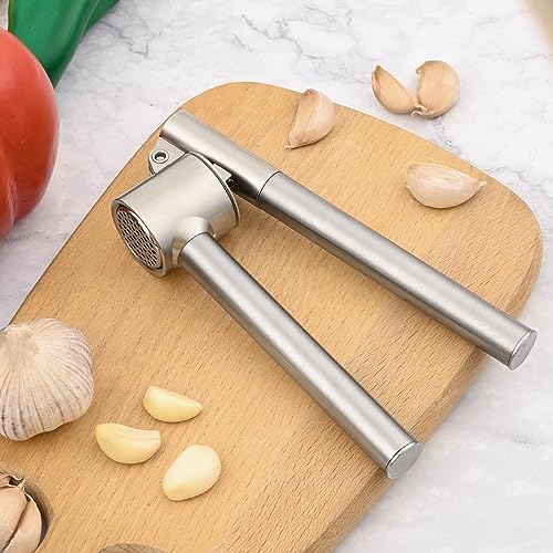 Alternative view of Paslanmaz çelik sarımsak presi – sarımsak kesici, sarımsak ezici, sağlam paslanmaz çelik saplı, pratik bir mutfak yardımcısı ve mutfak aleti, 15,8 x 5 cm