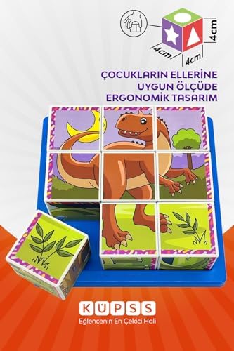 Dinozorlar 3D Puzzle Seri 1 - (9 Küp 6 Dinazor Yapboz) - Görsel 3