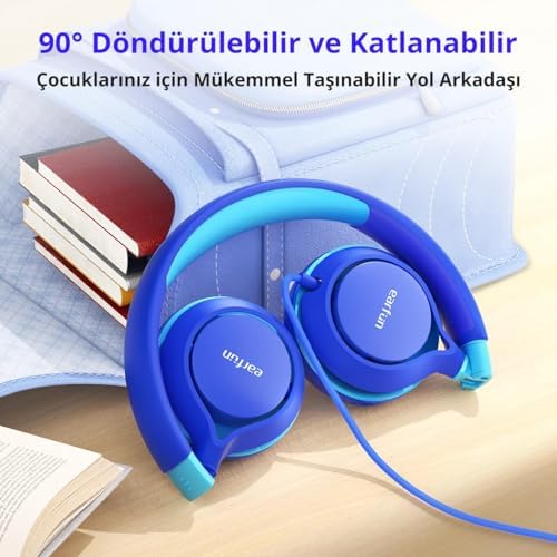 Alternative view of EarFun S1 Kablolu Kulaküstü Çocuk Kulaklık - Ayarlanabilir Kafa Bandı - Okul/seyahat/erkek/kız Çocuklar/bilgisayar/tablet Için Taşınabilir - Mavi (EarFun Türkiye Garantili)