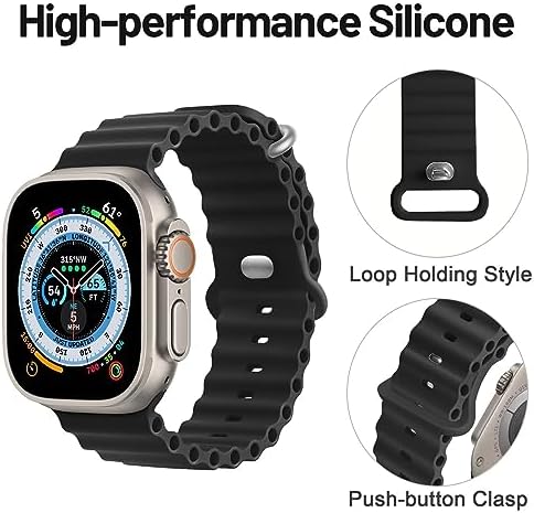 Alternative view of Ocean Band Apple Watch Ultra 49 mm 45 mm 44 mm 42 mm, Kadın Erkek Spor Dış Mekan Silikon Kayış iWatch Serisi Ultra SE 8 7 6 5 4 3 2 1