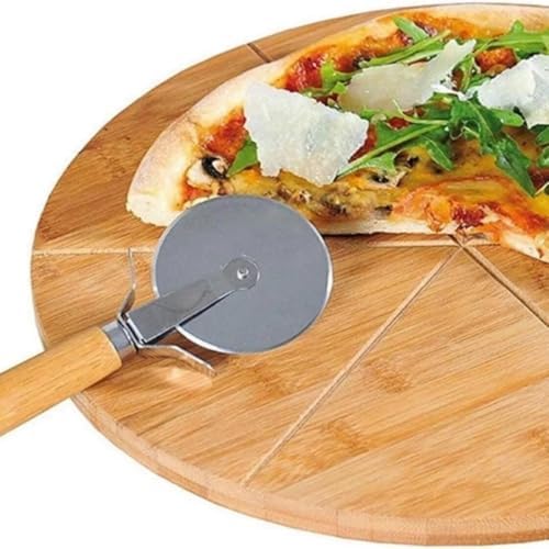 Pizza Kesici – Ahşap Saplı Paslanmaz Çelik, Yuvarlak Bıçaklı Pizza Dilimleyici | Ergonomik, Dayanıklı, Şık Tasarım - Görsel 3