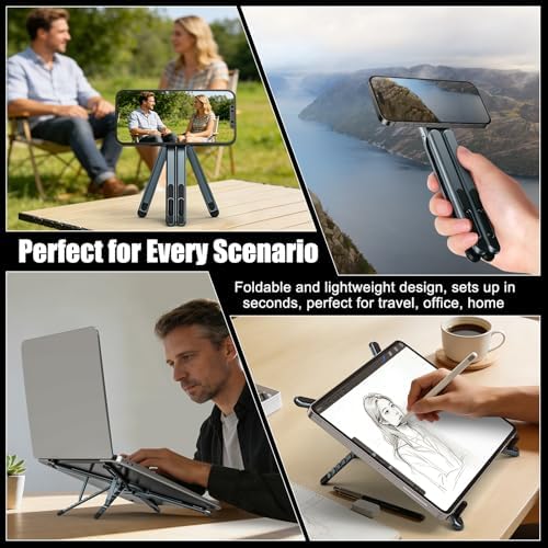 Alternative view of Taşınabilir dizüstü bilgisayar standı seyahat, 3'ü 1 arada masa tableti montaj bilgisayar tutucu manyetik telefon tutucu tripod, 10-15,6 inç dizüstü bilgisayarlar ve 4-13 inç tabletler/telefonlar için