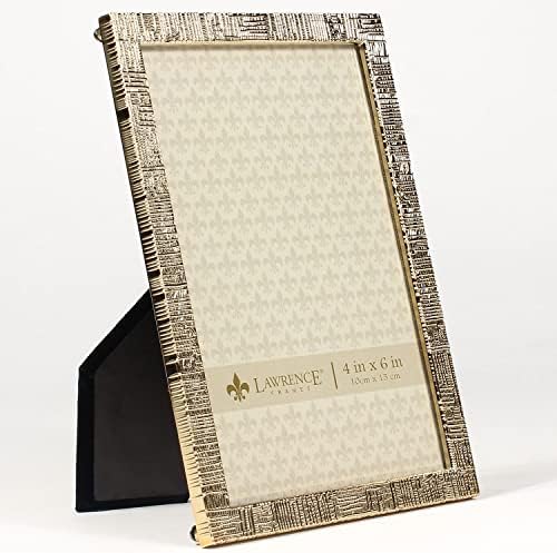 4x6 Gold Metal Picture with Linen Pattern