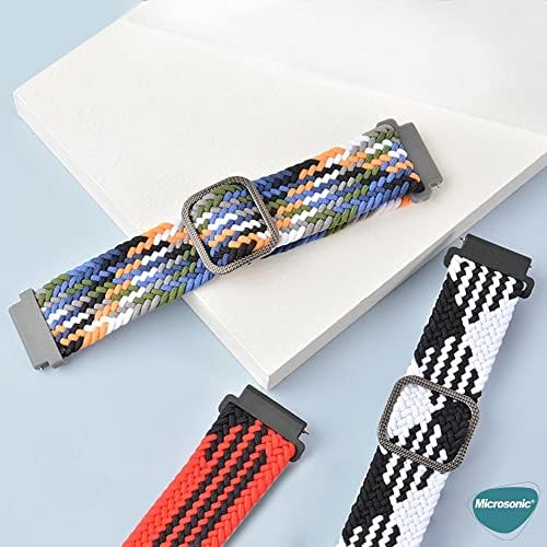 Amazfit GTR 3 Pro için Kordon Braided Loop Band Siyah Beyaz - Görsel 3