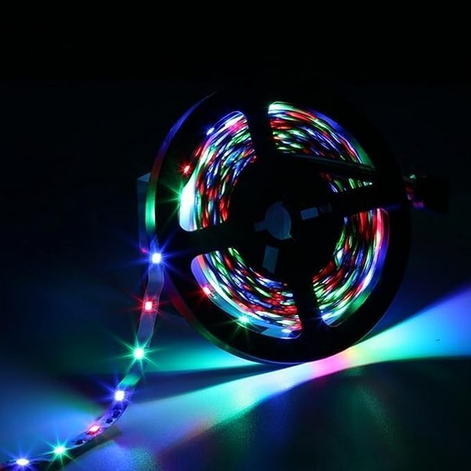 5 Metre RGB LED Şerit Işık Seti – Uzaktan Kumandalı, Adaptör ve Kontrol Ünitesi Dahil, Renk Değiştiren Esnek Işık Bandı, TV, Masa, Oda Dekorasyonu için - Görsel 3