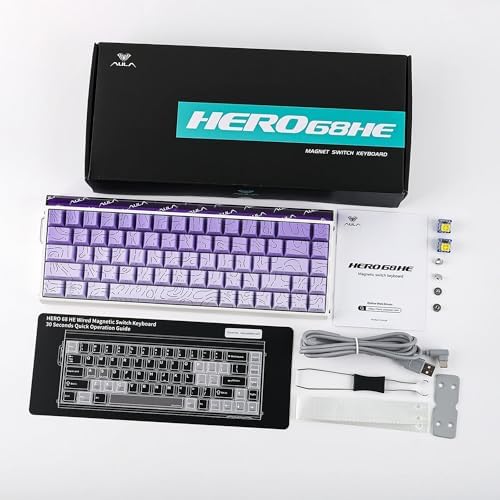 Alternative view of Aula Hero 68 He Manyetik Klavye Rapid Trigger Dragon King Switch 8000Hz RGB Neon TKL Hot Swap Oyuncu Klavyesi Mor