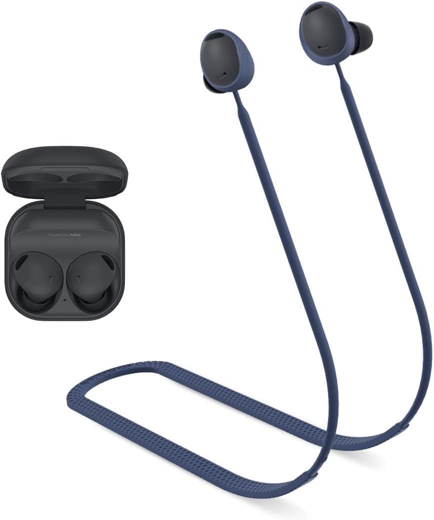 Alternative view of Galaxy Buds2 ile uyumlu/Galaxy Buds2 Pro ile uyumlu Yumuşak Güçlü Silikon Özel Kaymaz Tasarım Spor Kaybolmaya Karşı Kulaklık Aksesuarları Boyun ipi Lacivert