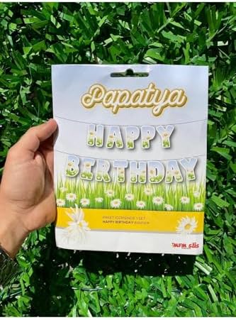 Alternative view of MFM Papatya Temalı Happy Birthday Banner Yazı
