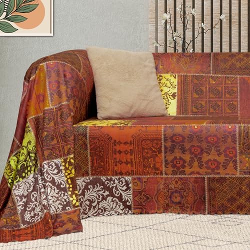 Alternative view of CONCEPT SoftMicro Koltuk Örtüsü | Çekyat Örtüsü | Koltuk Şalı | Etnik Desenli Boho Patchwork Kaymaz | Kiremit 180x220 cm