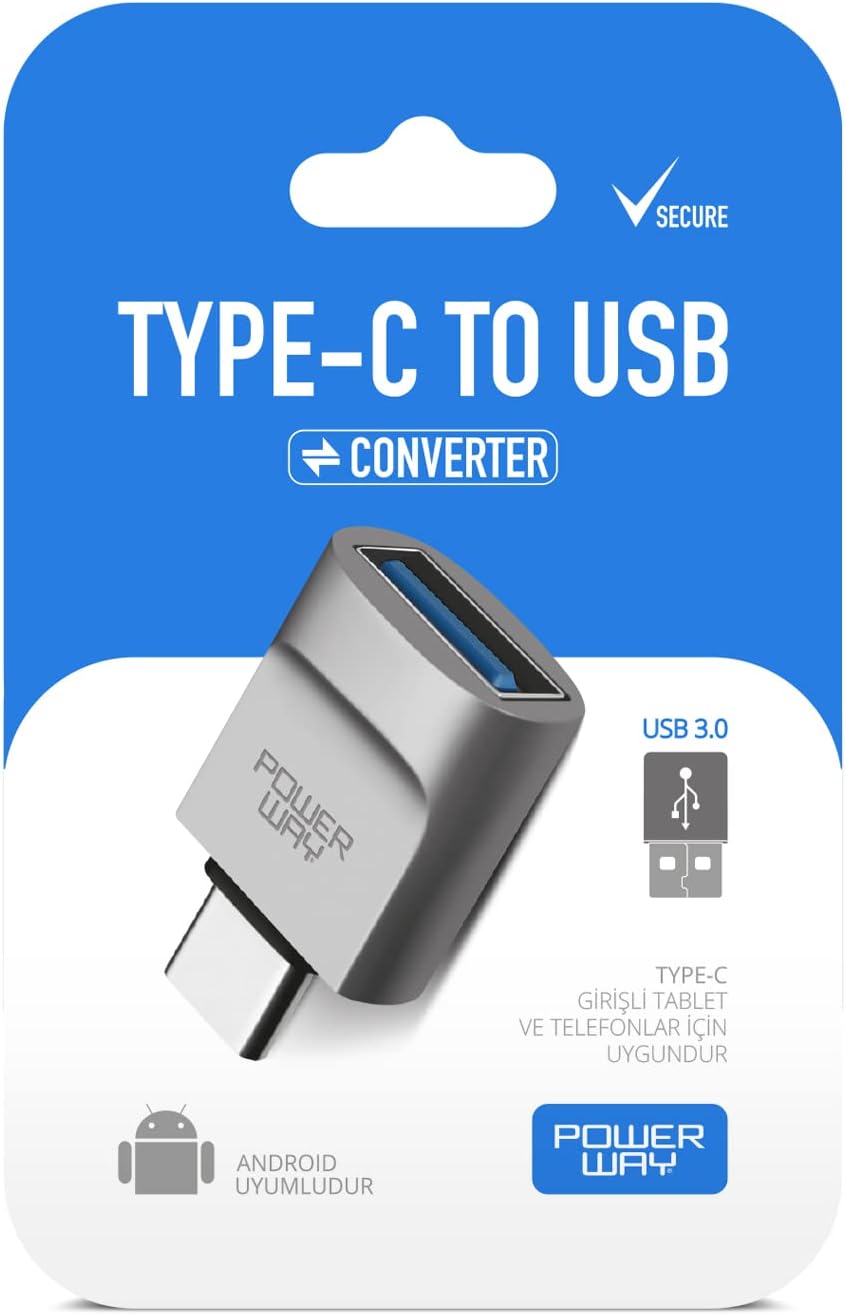 Powerway Type-C to Usb 3.0 (YÜKSEK HIZLI) Veri Aktarımı Otg Çevirici Dönüştürücü Adaptör