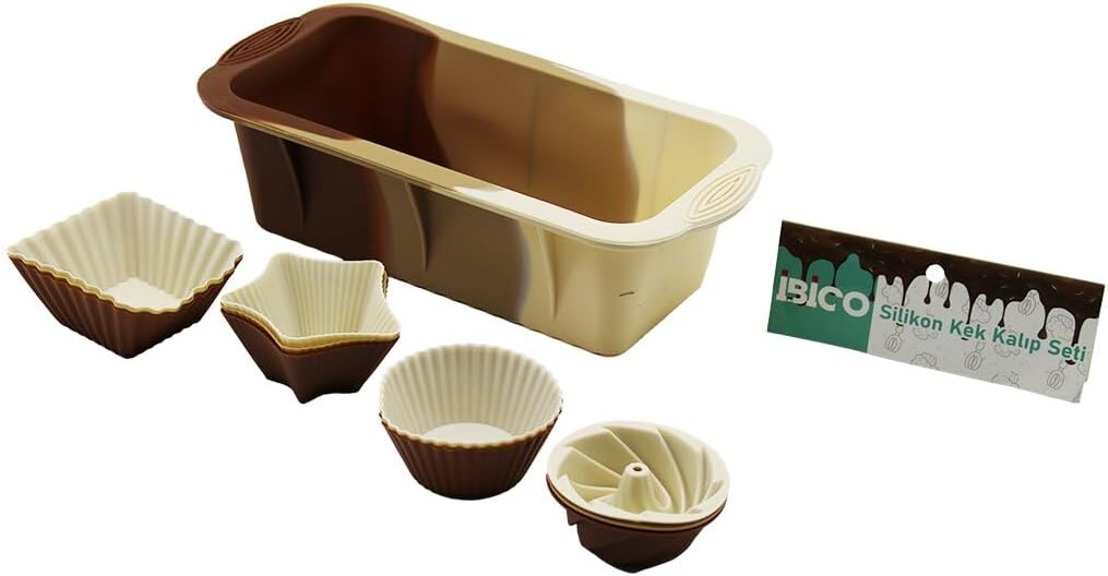 İbico İ22-006 (13Pcs) (Silikon) (Muffin & Baton) Kek Kalıp Set (Baton=11.5X25Cm) (3Er Rüzgar Gülü & Yuvarlak & Yıldız & D.Gen)*60