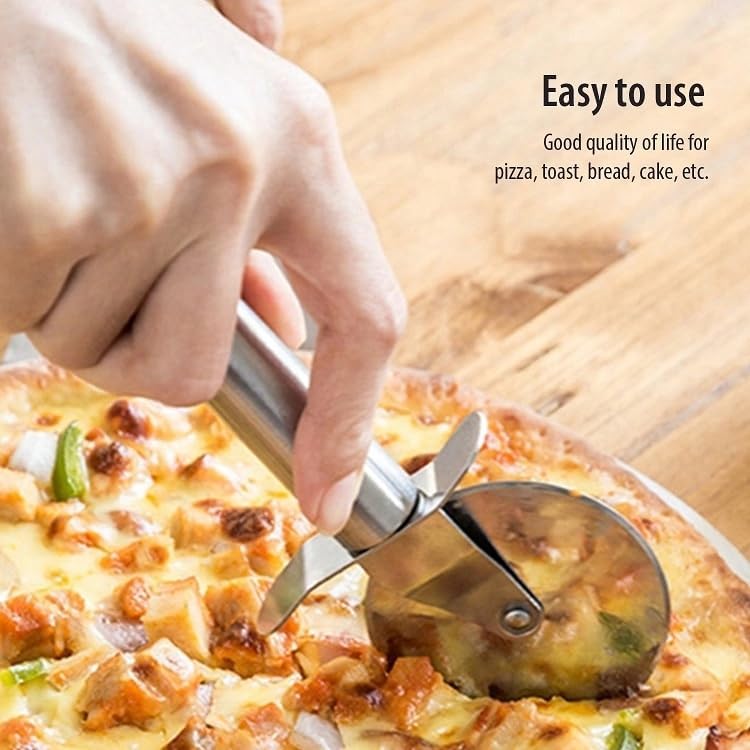 Paslanmaz Çelik Pizza Ruleti, Hamur Kesici, Profesyonel Mutfak Aleti 20 Cm Pizza Kesici Tekerlek Yapışmaz Bıçak,Çelik Pizza Bıcağı