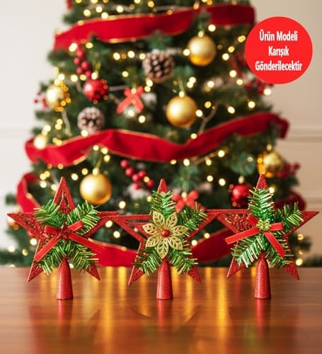 Yılbaşı Ağacı Tepe Süsü 15 Cm (Kırmızı)
