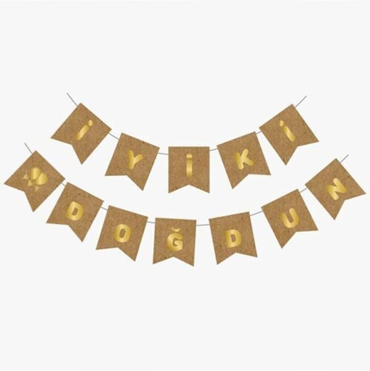 Alternative view of Kraft Gold Iyi Ki Doğdun Yaldızlı Banner