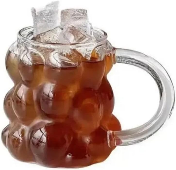 Alternative view of Yeni Nesil 350 ml Üzüm Tasarımlı Bubble Borosilikat Cam Soğuk Kahve, Latte, Meşrubat Kupa Bardağı 1 Adet - 2430