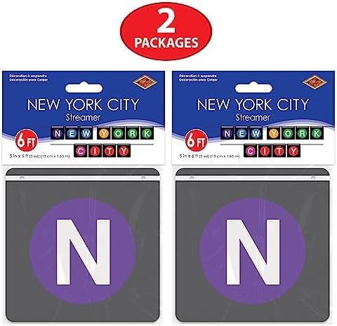 Beistle 53650 Asılı Afişler 2 Parça New York City Parti Dekorasyonları, 12,7 cm x 6 ', Siyah/Mor/Mavi/Sarı/Yeşil/Pembe/Kırmızı