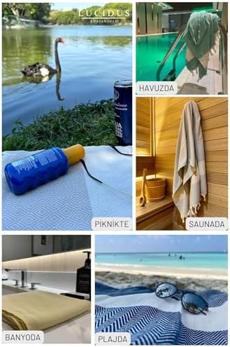 LUCIDUS®%100 Organik Pamuk Peştemal – Hızlı Kuruyan, Kum Tutmayan Plaj & Banyo Havlusu | Premium Türk Havlusu, OEKO-TEX Sertifikalı (Karamel Elmas)