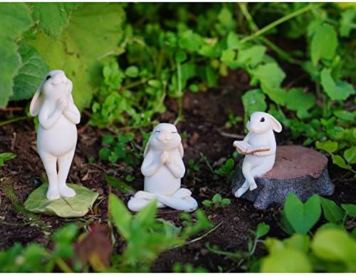 Alternative view of Top Collection Minyatür Peri Bahçesi ve Teraryum Yoga Tavşanı Ayakta Namaste Pozu Heykeli, Küçük