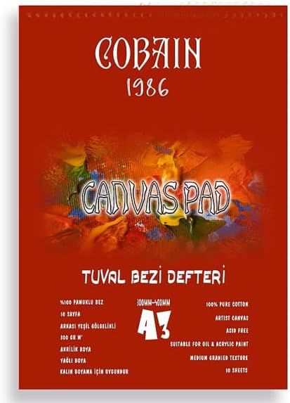 Cobain 1986 Tuval Bezi Defteri Akrilik Defteri Yağlıboya Defteri Guaj Defteri (A3)