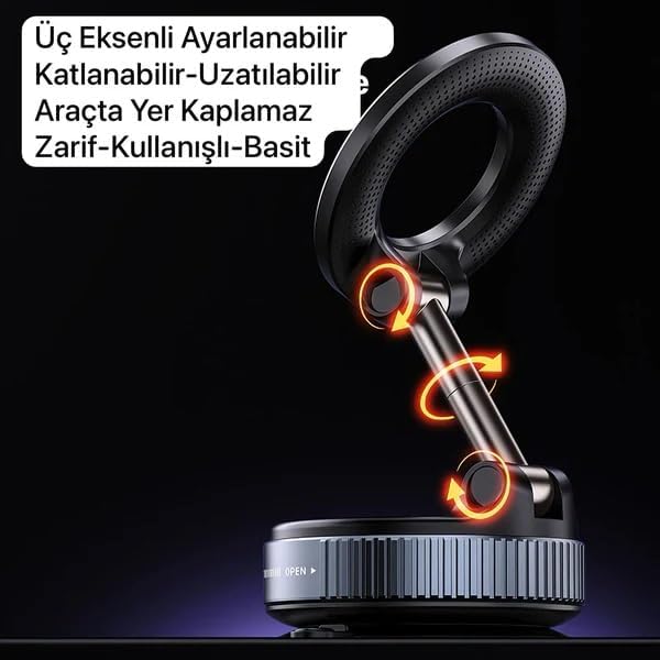 Alternative view of Yeni Ultra Vakum Vantuzlu Güçlü Manyetik Magsafe Uyumlu 360 Derece Ayarlanabilir Araç İçi Masaüstü Telefon Tutucu