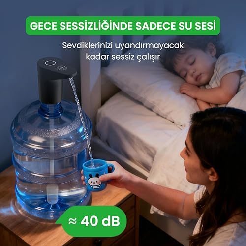 Yeni Nesil Ultra Sessiz Ve Ultra Hızlı Otomatik Damacana Pompası Siyah