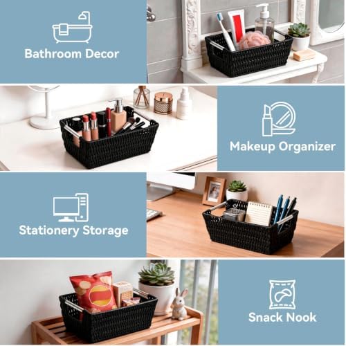 (Black) - Whitmor Rattique Small Shelf Tote, Black
